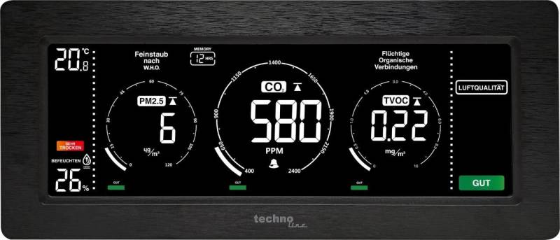 technoline Technoline Luftgüte Monitor WL 1035 schwarz Wetterstation von technoline