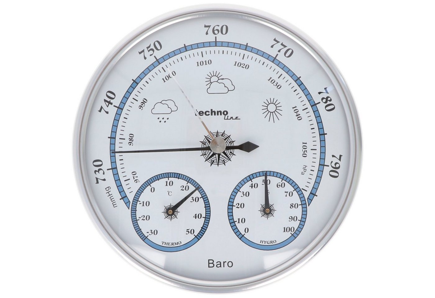 technoline Technoline WA 3090 rundes BaroMeter mit Thermo-HygroMeter im Vintage- Wetterstation technoline Technoline WA 3090 rundes BaroMeter mit Thermo-HygroMeter im Vintage- Wetterstation von technoline