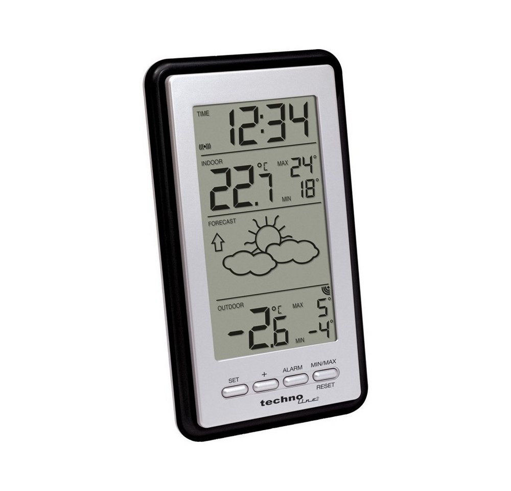 technoline Technoline WS 9130 Wetterstation silber mit Sensor. Funkwetterstation (Temperaturanzeige Innen/Außen) von technoline