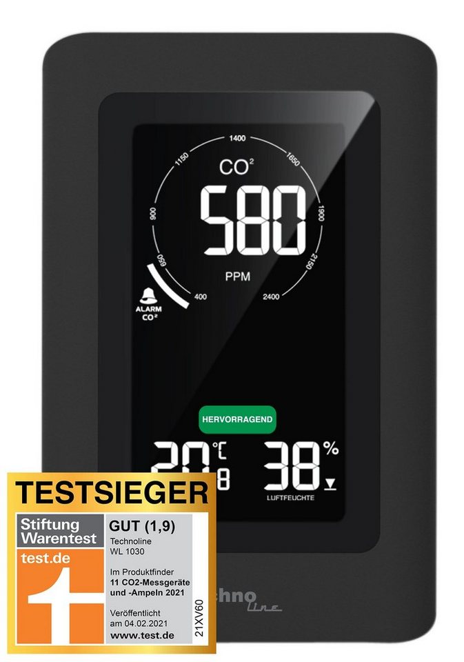 technoline WL 1030 Wetterstation (mit CO2 Messgerät und farbigen Ampelsystem) von technoline