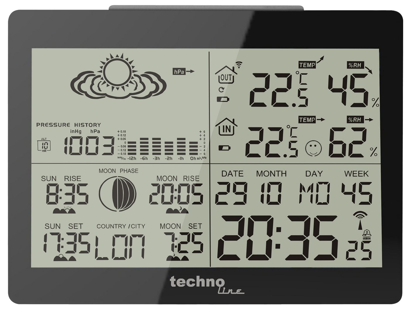 technoline WS 6760 Wetterstation (inklusive Außensender, übersichtliche Anzeige mit mehreren Info auf einen Blick) von technoline