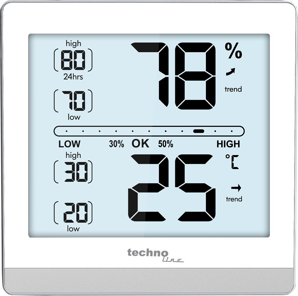 technoline WS 9470 Wetterstation (mit kalibrierbarer Temperatur und Luftfeuchte) von technoline