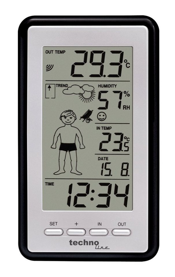 technoline WS 9632 Wetterstation (inklusive Außensender, Wettermännchen zieht sich dem Wetter entsprechend an) von technoline