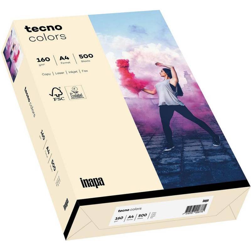 tecno Kopierpapier colors hellchamois DIN A4 160 g/qm - 250 Blatt von tecno