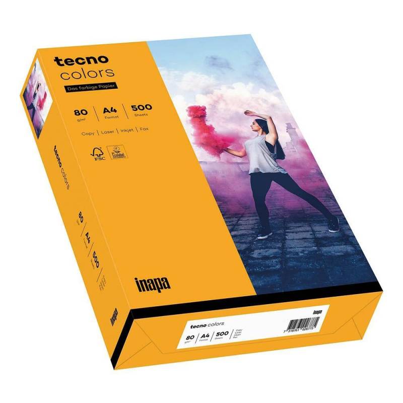 tecno Kopierpapier colors mittelorange DIN A4 80 g/qm - 500 Blatt von tecno