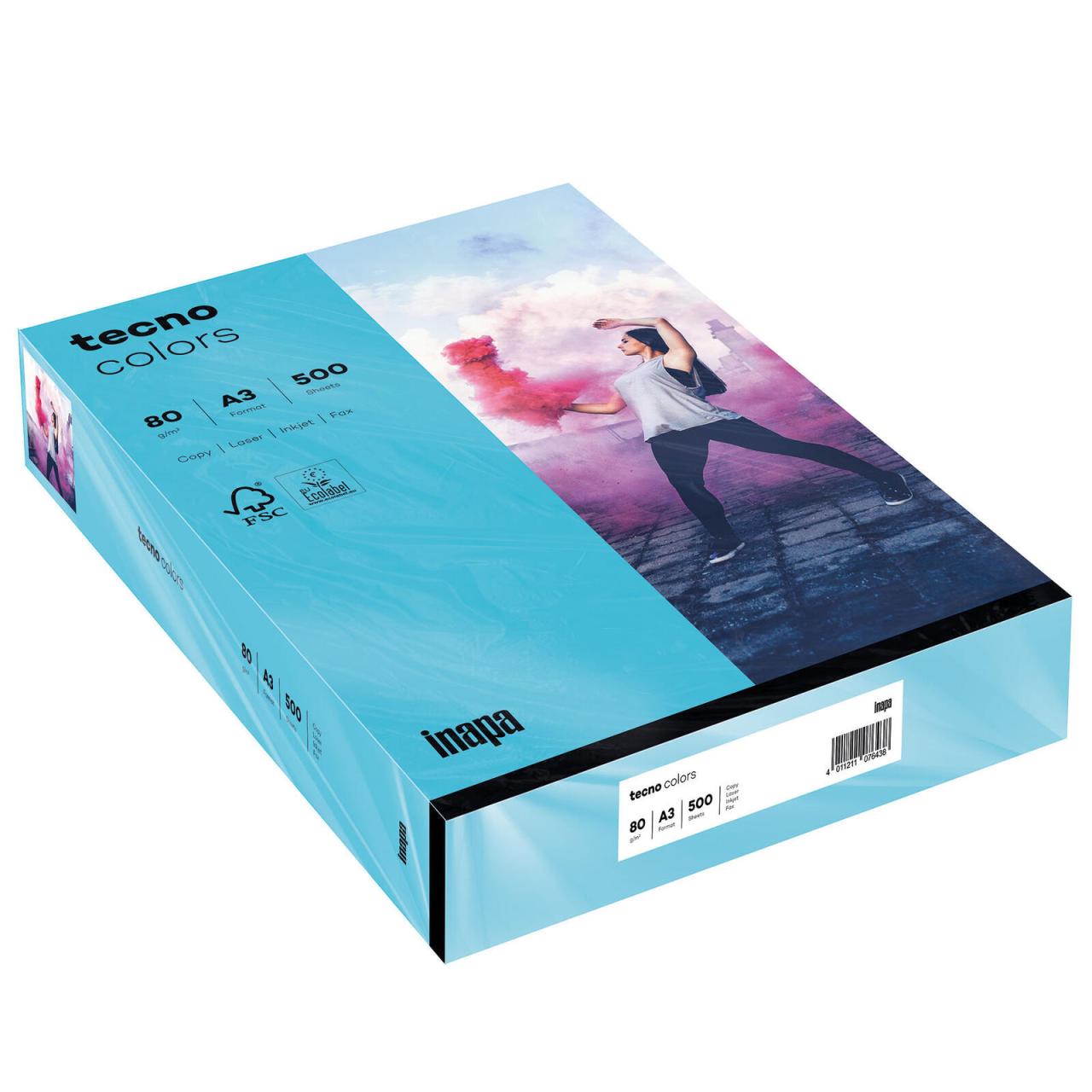 tecno Kopierpapier tecno Papier blau A3, 80g DIN A3 80 g/m² von tecno