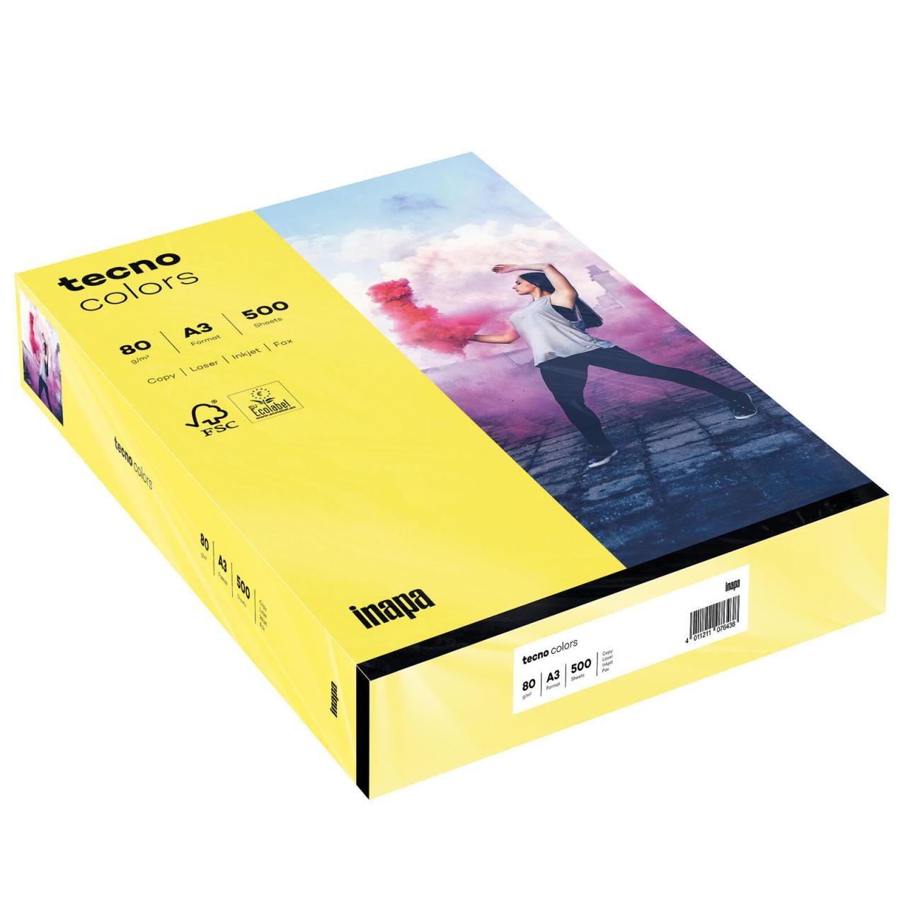 tecno Kopierpapier tecno Papier gelb A3, 80g DIN A3 80 g/m² von tecno