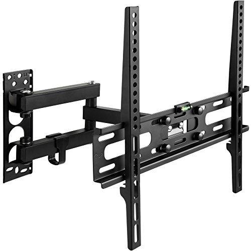 TecTake 402609 TV Wandhalterung, Neigbar und Schwenkbar, VESA max. 400x400, für 66 cm (26 Zoll) bis 140 cm (55 Zoll), Wandabstand 81-368mm, schwarz von tectake