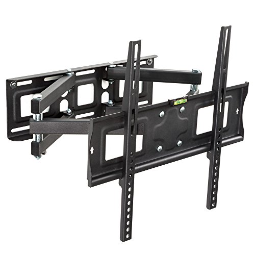 tectake® 401288 TV Wandhalterung für Flachbildschirme, neigbar schwenkbar max VESA 400x400 bis 70kg, passend für 66cm (26 Zoll) - 140cm (55 Zoll), schwarz von tectake