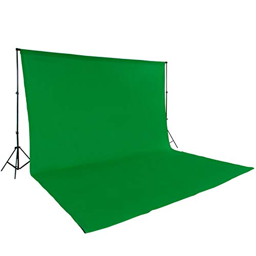 tectake® Teleskop Fotostudio Komplettset Hintergrundsystem inkl. Hintergrund 6x3 m + Tasche - Diverse Farben - (Grün | Nr. 400778) von tectake