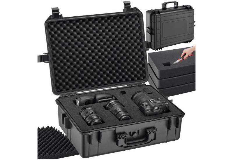 tectake Kameratasche Fotokoffer (56 x 42 x 21 cm), aus robuster Hartschale mit 4 dicken Schaumstoffeinlagen von tectake