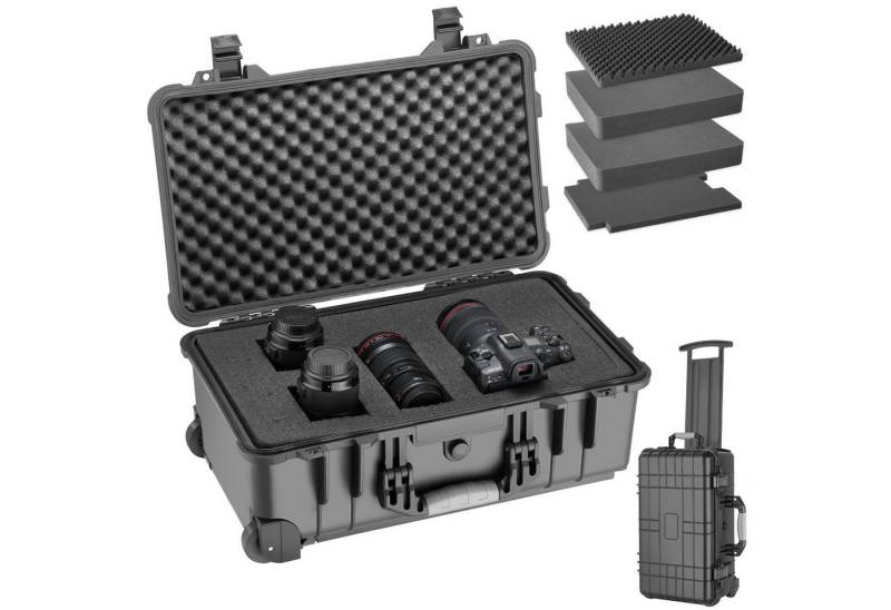 tectake Kameratasche Transportkoffer rollbar mit Teleskopgriff, abschließbar von tectake