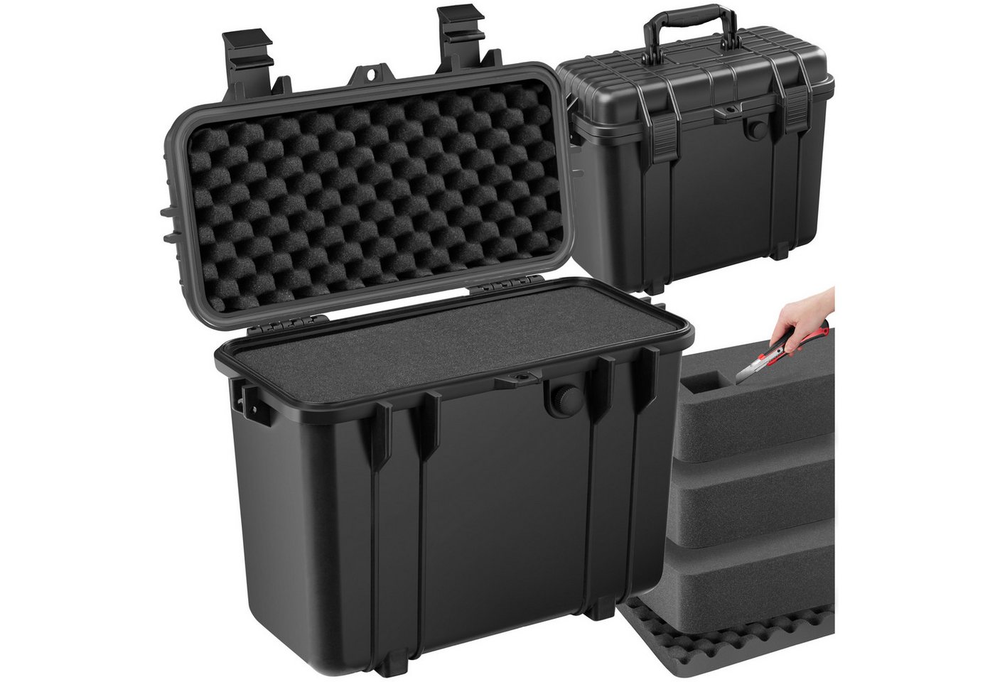 tectake Kameratasche Universalbox (41 x 22 x 34 cm), aus robuster Hartschale mit 4 dicken Schaumstoffeinlagen von tectake