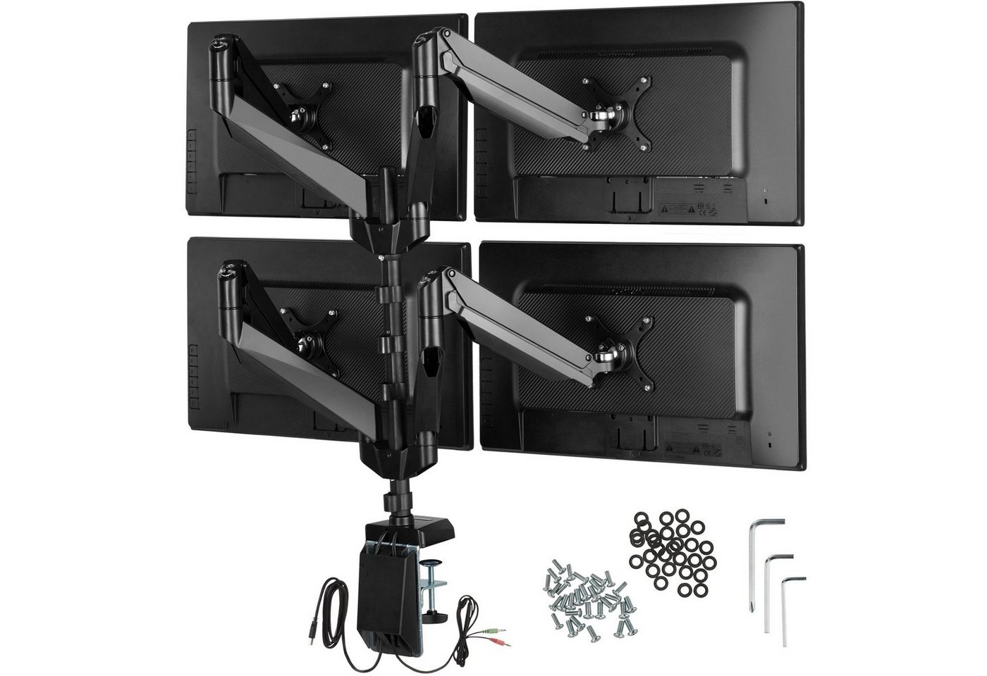 tectake Monitor Tischhalterung für 4 Monitore von 13 bis TV-Wandhalterung, (mit Montagematerial)" von tectake