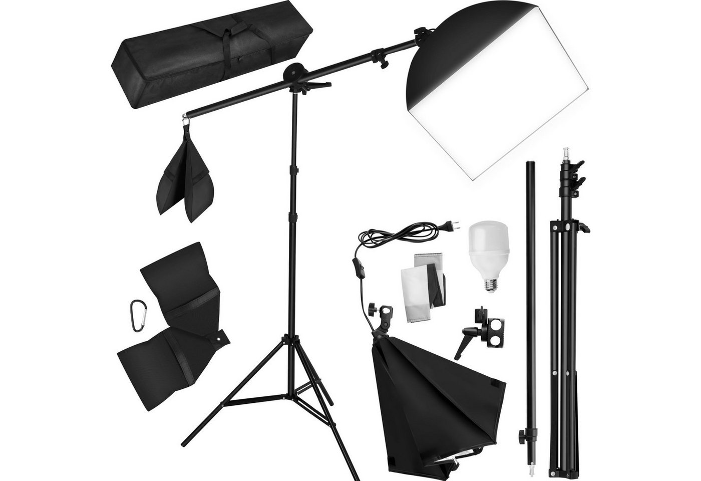 tectake Studioleuchte mit Softbox, Stativ und Tasche Studio-Stativ-Blitz von tectake