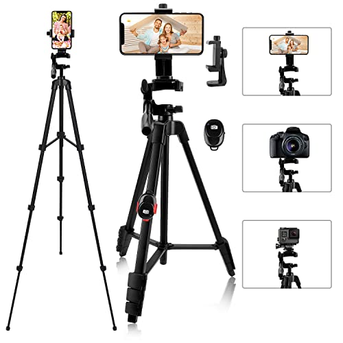 teefeet Handy Stativ 137cm Leichtes Reisestativ mit Handyhalter Adapter/Tragetasche für Selfie, Video, stativ für Smartphone Live Stream,(Schwarz) von teefeet