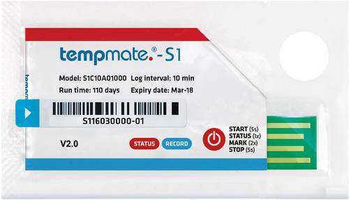 Tempmate S1C10A01000 S1C10A01000 Temperatur-Datenlogger Messgröße Temperatur -30 bis +70°C PDF Fu von tempmate