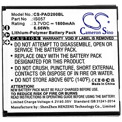 IS057 Ersatzakku, 1800mAh / 6.66Wh Ersatzbatterie kompatibel mit Pax D200, D200T, IS275, Mini, myPOS D200 von tengsintay