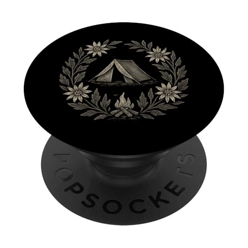 Botanische Zelt-Ätzung PopSockets Klebender PopGrip Botanische Zelt-Ätzung PopSockets Klebender PopGrip von tent nature campfire outdoor adventure wilderness