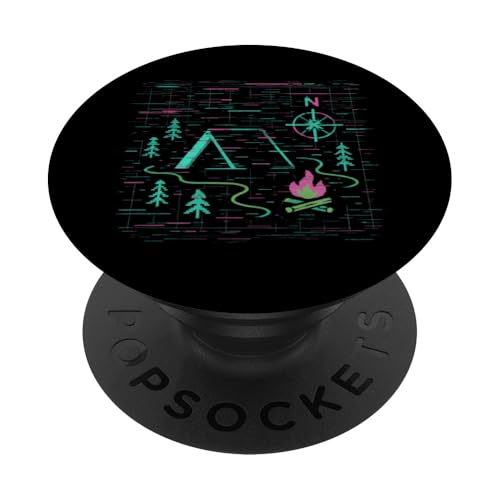Glitch Camp Grid PopSockets Klebender PopGrip Glitch Camp Grid PopSockets Klebender PopGrip von tent nature campfire outdoor adventure wilderness