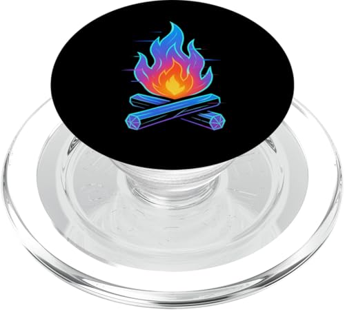Glitch Lagerfeuer Holo PopSockets PopGrip für MagSafe von tent nature campfire outdoor adventure wilderness