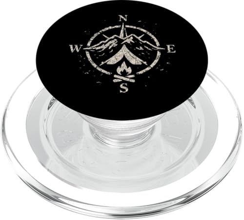 Grunge Compass Mountains PopSockets PopGrip für MagSafe von tent nature campfire outdoor adventure wilderness