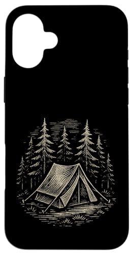 Holzschnitt-Zelt Waldszene Hülle für iPhone 16 Plus Holzschnitt-Zelt Waldszene Hülle für iPhone 16 Plus von tent nature campfire outdoor adventure wilderness