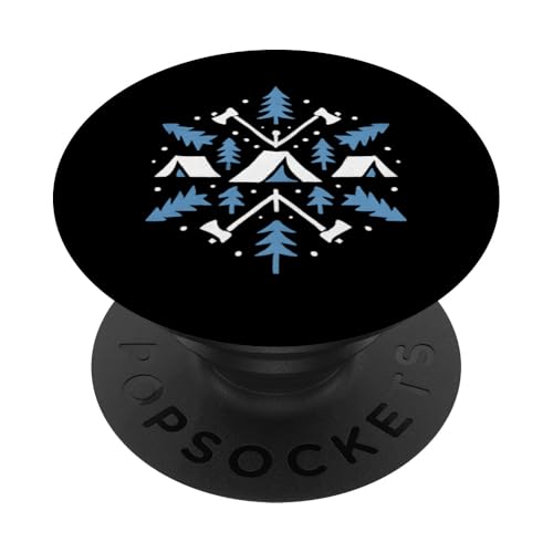 Nordisches Schneeflockencamp PopSockets Klebender PopGrip Nordisches Schneeflockencamp PopSockets Klebender PopGrip von tent nature campfire outdoor adventure wilderness