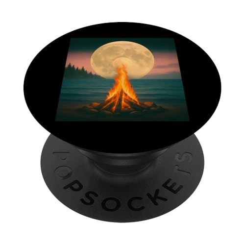 Surreal Moon Lagerfeuer PopSockets Klebender PopGrip Surreal Moon Lagerfeuer PopSockets Klebender PopGrip von tent nature campfire outdoor adventure wilderness