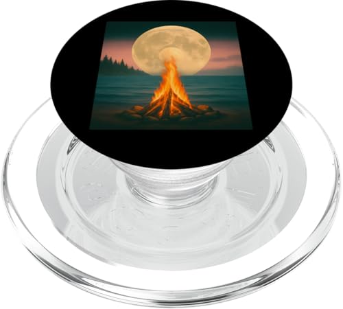 Surreal Moon Lagerfeuer PopSockets PopGrip für MagSafe von tent nature campfire outdoor adventure wilderness