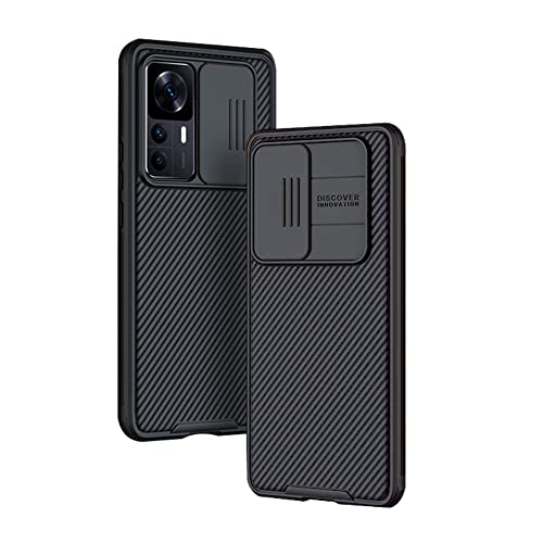 Teroxa Kompatibel mit Xiaomi Mi 12T Pro Hülle, Slide Cover Kameraobjektivschutz PC Rückseite TPU Bumper Case für Xiao Mi12T Pro 6,6 Zoll (Schwarz) von teroxa