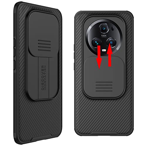 teroxa Honor Magic 5 Pro Hülle mit Kameraabdeckung, Ecken Airbag Stoßfest Schutzhülle Slide Cover Objektivschutz Case Magic5 Pro (Schwarz) von teroxa