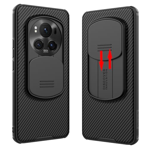 teroxa Honor Magic 6 Pro Hülle mit Kameraabdeckung, Ecken Airbag Stoßfest Schutzhülle Slide Cover Objektivschutz Case Magic6 Pro (Schwarz) von teroxa