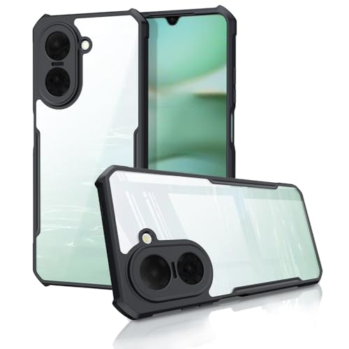 teroxa Hülle Kompatibel mit Xiaomi Redmi A5 4G und Poco C71, Transparent Rückseite Design Eckairbag Schutz Weiche TPU Bumper Cover Shell (Schwarz) von teroxa