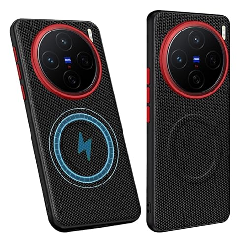 teroxa Hülle für Vivo X200 Ultra, Metall Kamera Objektiv Schutz Ring TPU Bumper Leder Back Cover Shell Kompatibel mit MagSafe Ecken Stoßfest (Schwarz) von teroxa