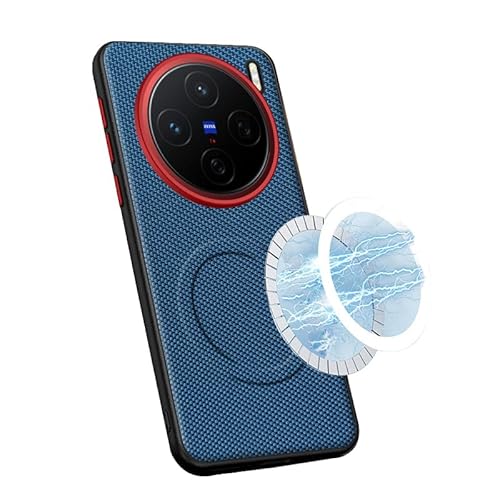 teroxa Hülle für Vivo X200 Ultra, Metall Kameralinsenschutz Ring, TPU Bumper Leder Back Cover Shell Kompatibel mit MagSafe Ecken Stoßfest (Blau) von teroxa