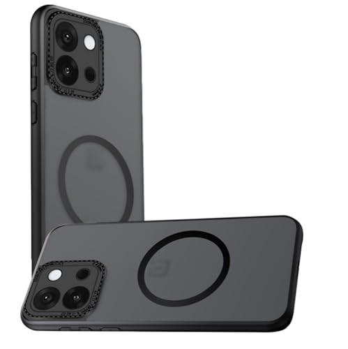 teroxa Kompatibel mit Oneplus 13T Hülle, halbtransparente, harte Rückseite aus Polycarbonat, TPU-Stoßdämpferabdeckung, kompatibel mit MagSafe-Ecken, stoßfester Schutz (schwarz) von teroxa