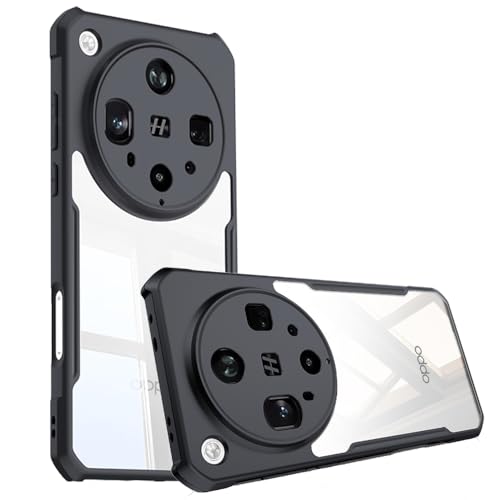 teroxa Kompatibel mit Oppo Find X8 Ultra Hülle, Transparent Rückseite Design Eckairbag Schutz Weiche TPU Bumper Cover Shell (Schwarz) von teroxa