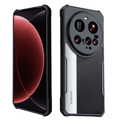 teroxa Kompatibel mit Xiaomi Mi 15 Ultra Hülle, Transparent Rückseite Design Ecke Airbag Schutz Weiche TPU Bumper Cover Shell (Schwarz) von teroxa