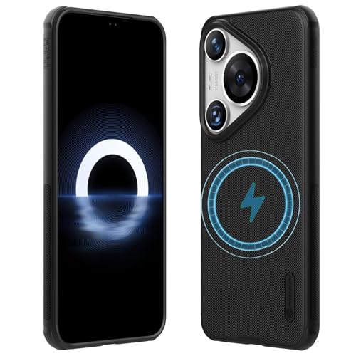 teroxa Magnetische Schutzhülle für Huawei Pura 70, kompatibel mit MagSafe Dotted Frosted Matte PC Rückseite TPU Bumper Ecke Airbag Stoßfeste Abdeckung Pura70 (Schwarz) von teroxa
