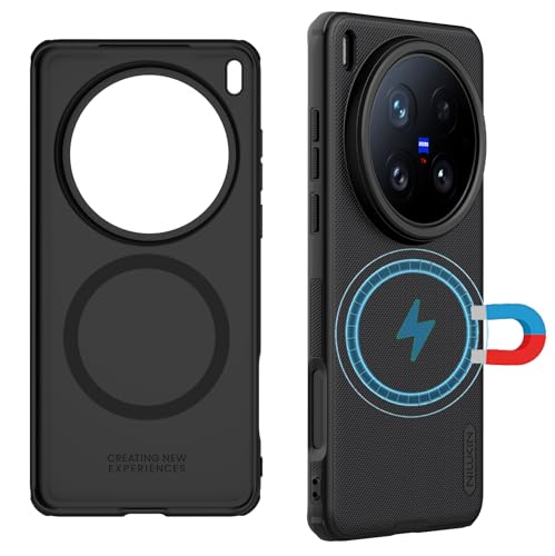 teroxa Magnetische Schutzhülle für Vivo X200 Ultra【Kompatibel mit MagSafe】 Slim Fit Dotted Frosted Matte PC Back Cover TPU Bumper Corner Airbag Stoßfest (Schwarz) von teroxa