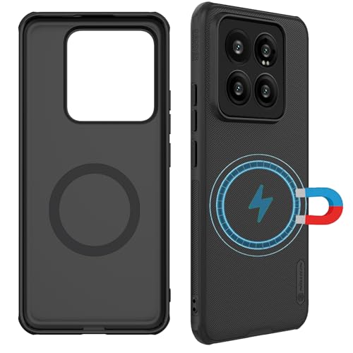 teroxa Magnetische Schutzhülle für Xiaomi 14T Pro, kompatibel mit MagSafe: Slim Fit, gepunktet, mattiert, Polycarbonat, Rückseite, TPU-Stoßdämpfer, mi 14 T Pro (schwarz) von teroxa