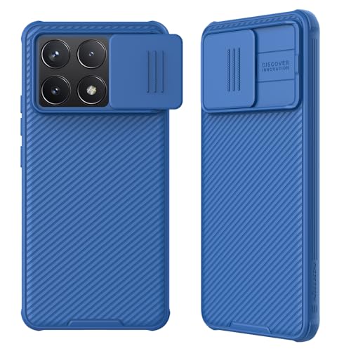 teroxa Poco F6 Pro Hülle mit Kameraabdeckung, Ecken, Airbag, stoßfest, schützende Schiebeabdeckung, Sichtschutz, PocoF6 Pro (blau) von teroxa
