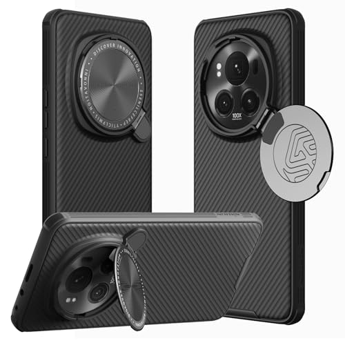 teroxa Schutzhülle für Honor Magic 6 Pro, Kameralinse, Sichtschutz, klappbarer Ständer, weicher TPU-Stoßdämpfer, harte PC-Rückseite, Ecken, stoßfest, Airbag (schwarz) von teroxa