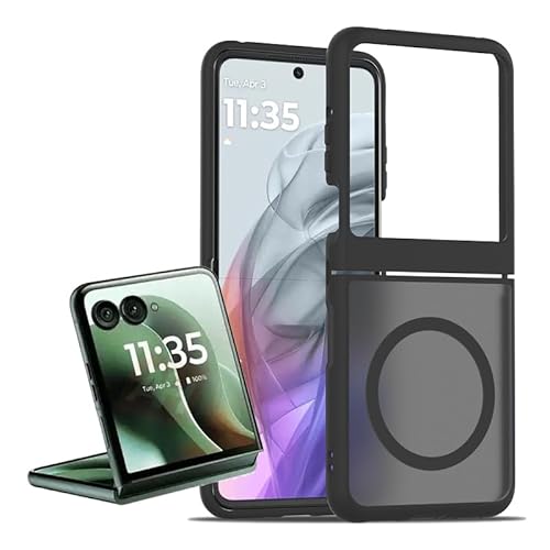 teroxa Schutzhülle für Motorola Razr 60 (Razr 2025), kompatibel mit MagSafe kabellosem Ladegerät, Klapphülle, stoßfest, schlanke Passform, flexible TPU-Verbindung verhindert Ablösen (schwarz) von teroxa