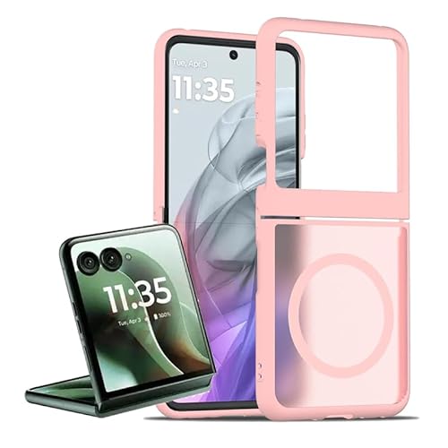 teroxa Schutzhülle für Motorola Razr 60 (Razr 2025), kompatibel mit kabellosem MagSafe-Ladegerät, Klapphülle, stoßfest, schmale Passform, flexible TPU-Verbindung verhindert Ablösen (Rosa) von teroxa