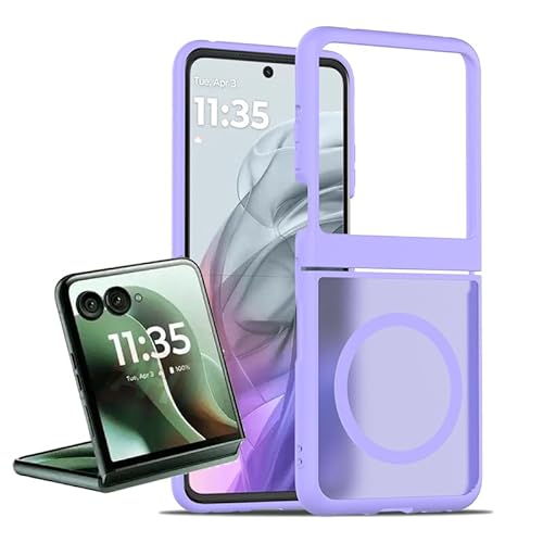 teroxa Schutzhülle für Motorola Razr 60 (Razr 2025), kompatibel mit kabellosem MagSafe-Ladegerät, Klapphülle, stoßfest, schmale Passform, flexible TPU-Verbindung verhindert Ablösen (lila) von teroxa