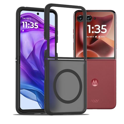 teroxa Schutzhülle für Motorola Razr 60 Ultra, kompatibel mit MagSafe kabellosem Ladegerät, Flip-Handyhülle, schmale Passform, dünn, leicht, flexible TPU-Verbindung, verhindert Ablösen (schwarz) von teroxa
