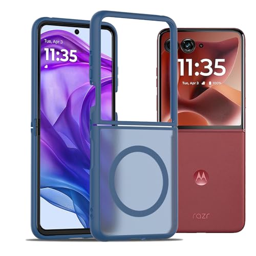 teroxa Schutzhülle für Motorola Razr 60 Ultra, kompatibel mit MagSafe kabellosem Ladegerät, Flip-Handyhülle, schmale Passform, dünn, leicht, flexible TPU-Verbindung verhindert Ablösen (blau) von teroxa