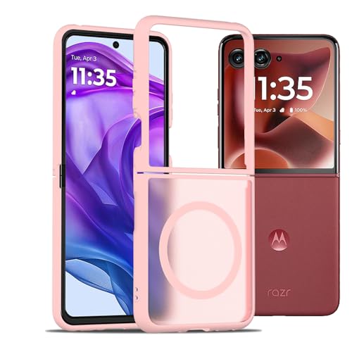 teroxa Schutzhülle für Motorola Razr 60 Ultra, kompatibel mit MagSafe kabellosem Ladegerät, Klapphülle, schmale Passform, dünn, leicht, flexible TPU-Verbindung verhindert Ablösen (Rosa) von teroxa